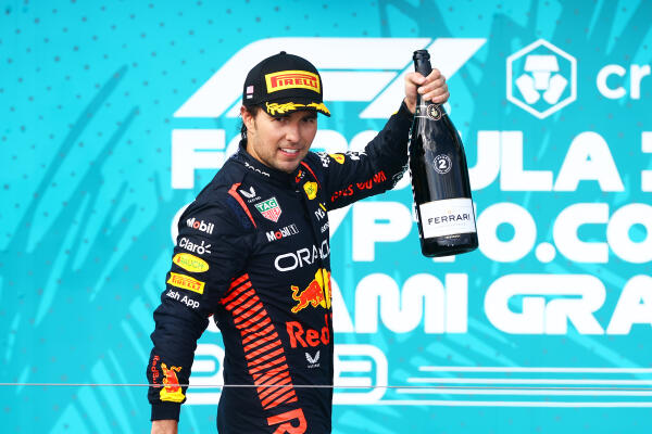 Sergio Pérez podium Miami 2023
