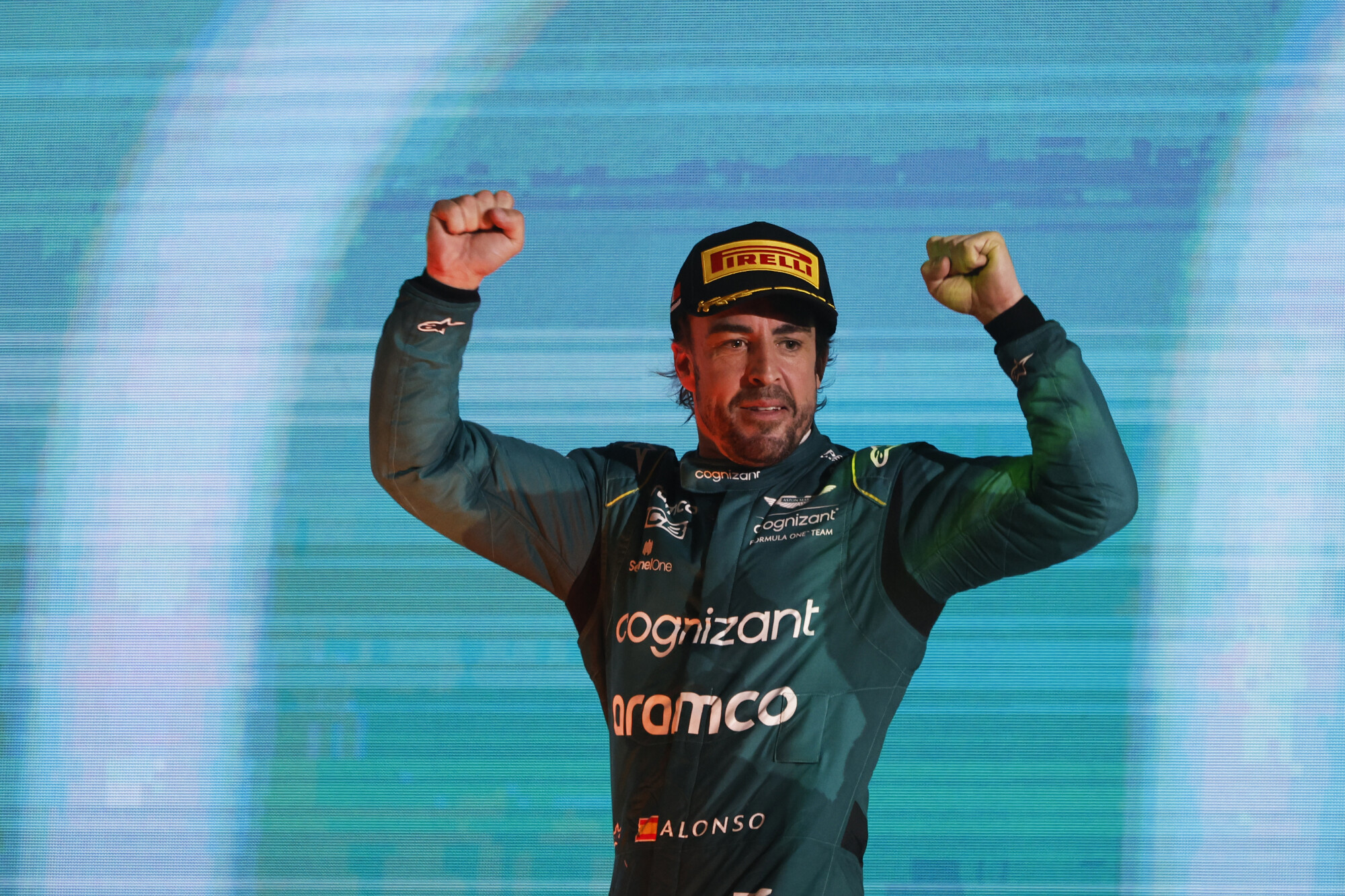 Alonso op podium
