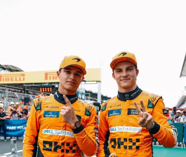 Norris Piastri na eerste startrij hongarije 2