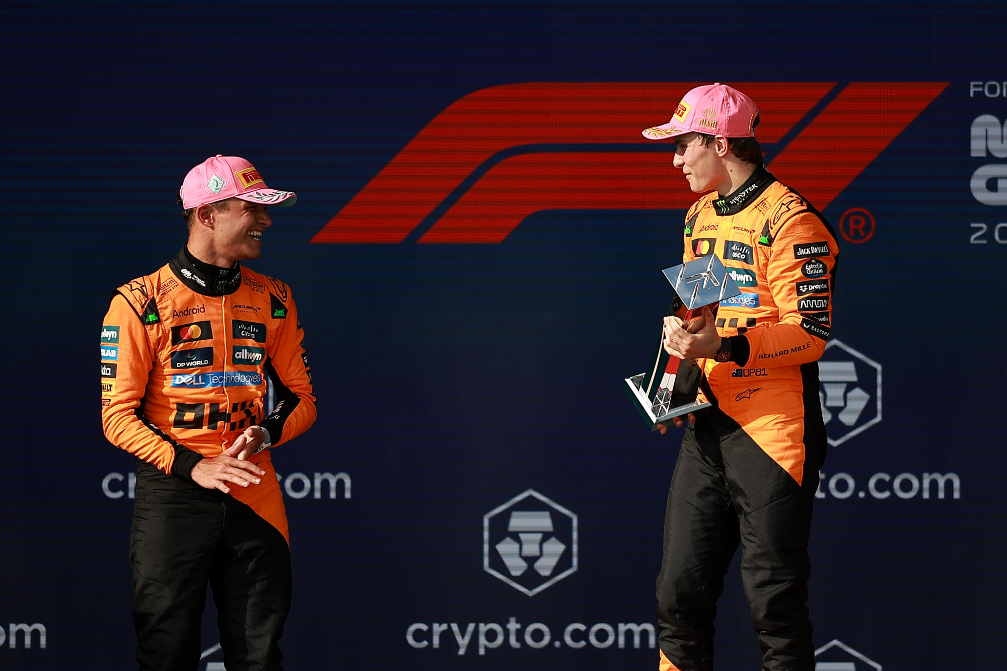 Lando Norris Oscar Piastri podium race zondag Miami 2025
