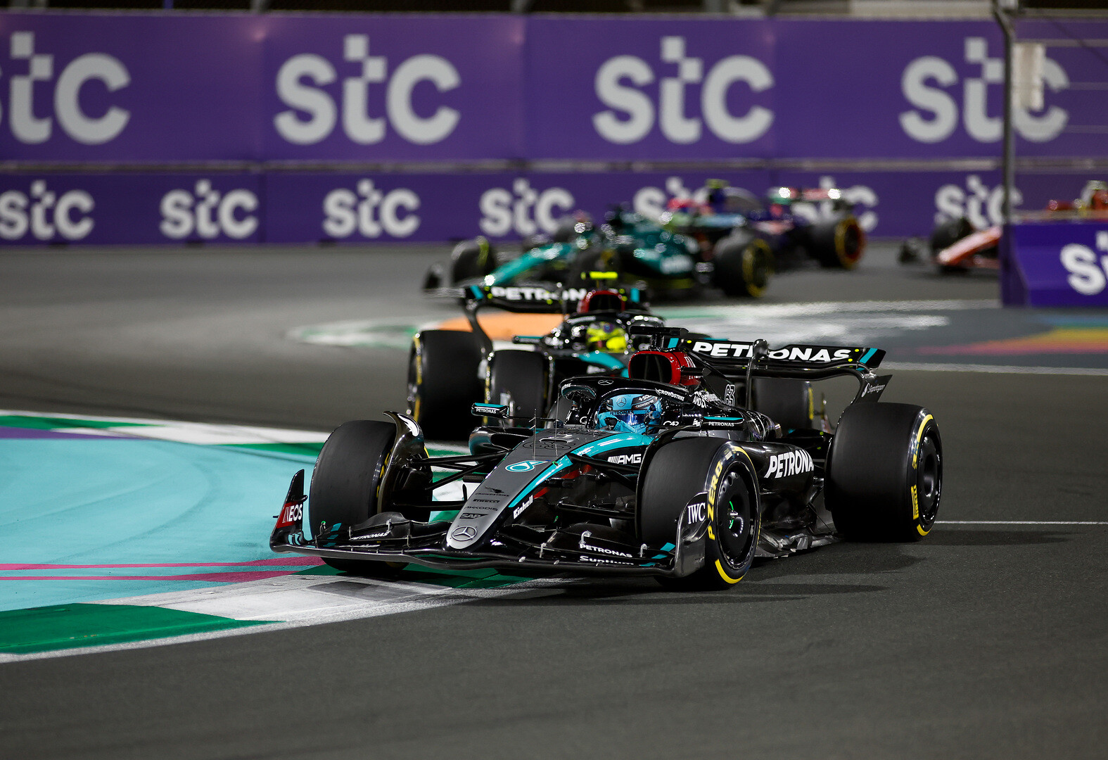 George Russell Lewis Hamilton Saoedi-Arabië 2024