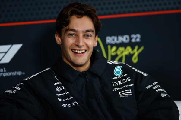 George Russell voorafgaand aan F1 Grand Prix van Las Vegas 2025