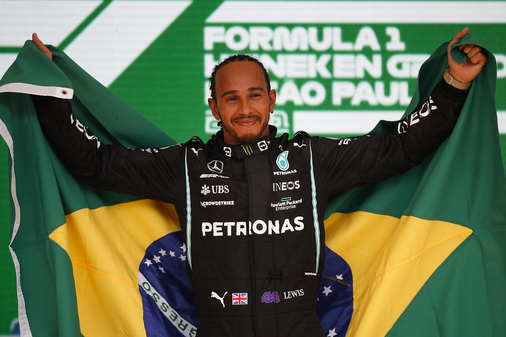 Lewis Hamilton Brazilië 2021 vlag