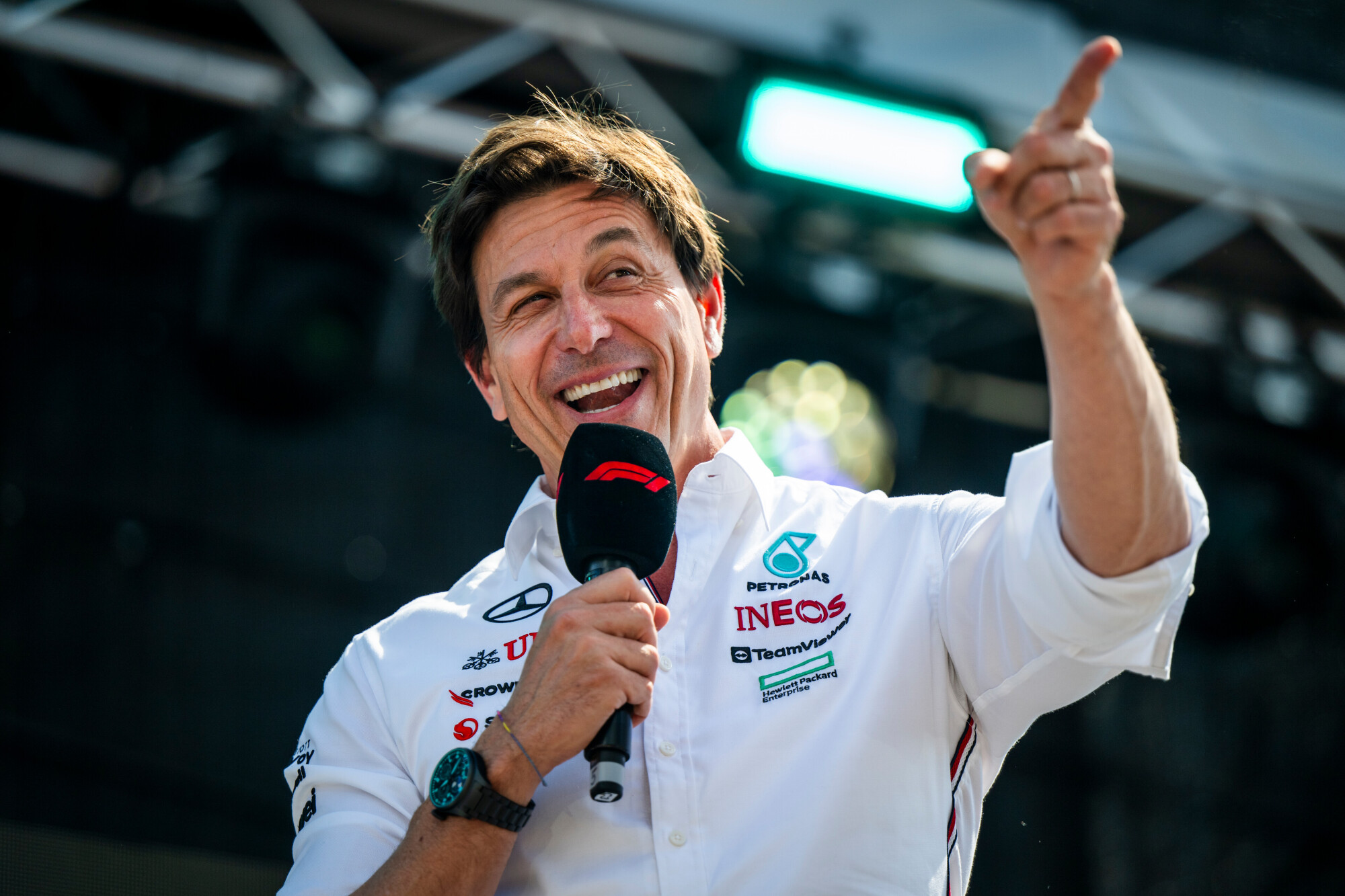 Toto Wolff microfoon Spielberg Oostenrijk 2024