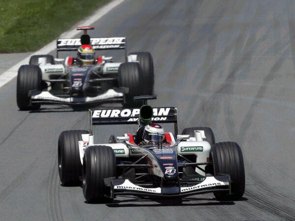 Jos Verstappen en Justin Wilson, European Minardi Cosworth, Grand Prix Canada 2003
