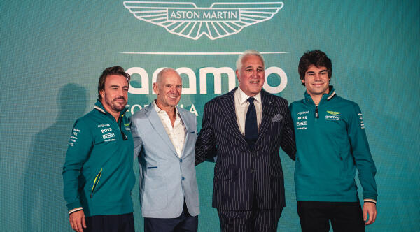 Alonso, Newey, Lawrence Stroll en Lance Stroll