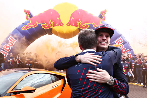 Max Verstappen celebrate at RBR Factory