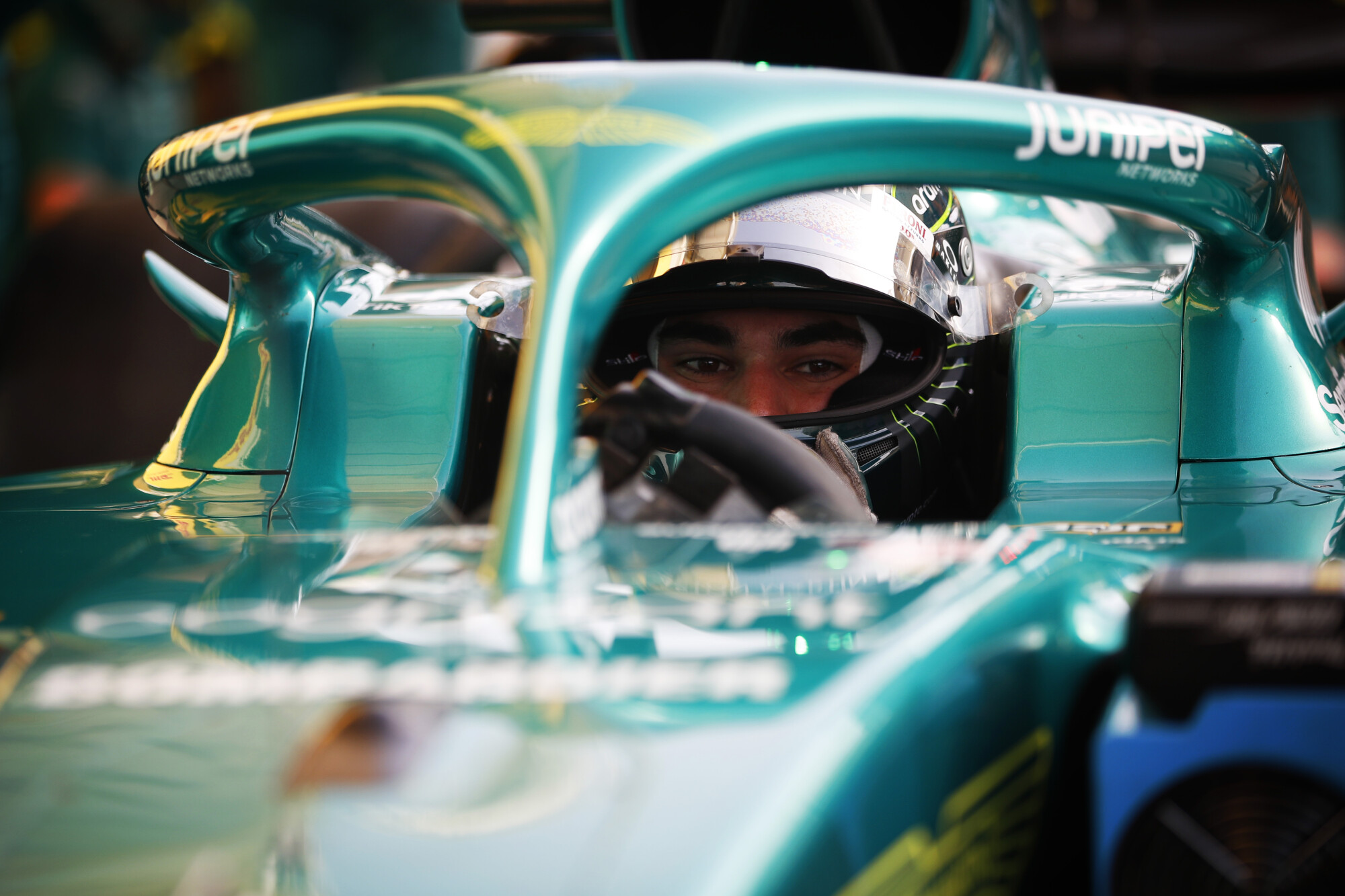 Lance Stroll in de Aston Martin zaterdag Bahrein 2022