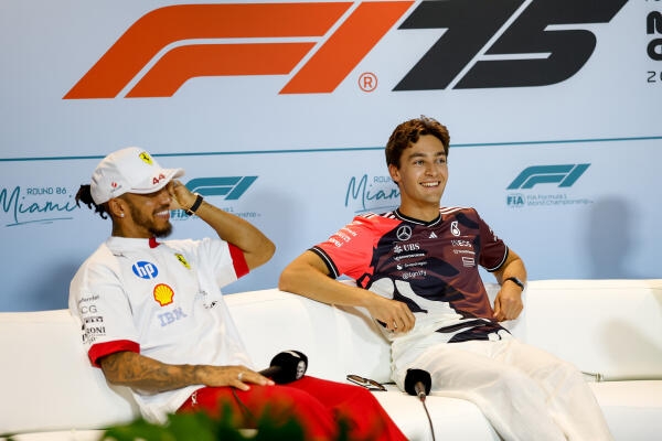 Lewis Hamilton en George Russell - Persco GP Miami 2025